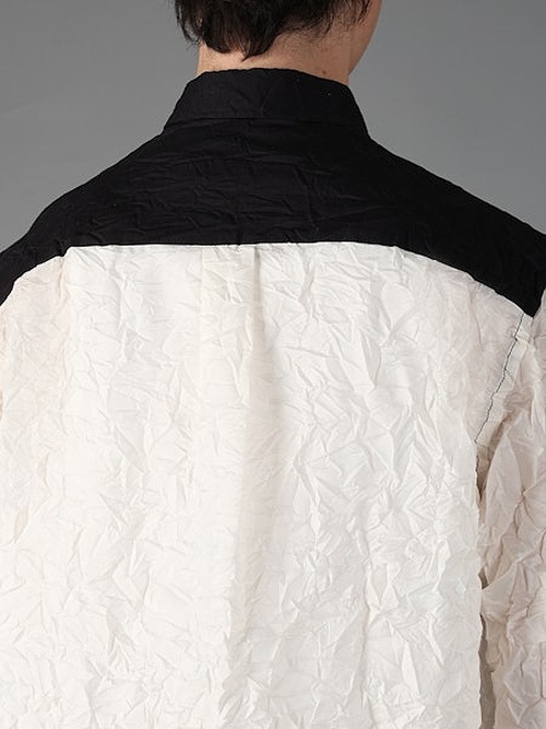 Ground Y�����饦��ɥ磻/PE TAFTA WH X BK STANDARD LONG SLEEVED SHIRT/WHITEBLACK