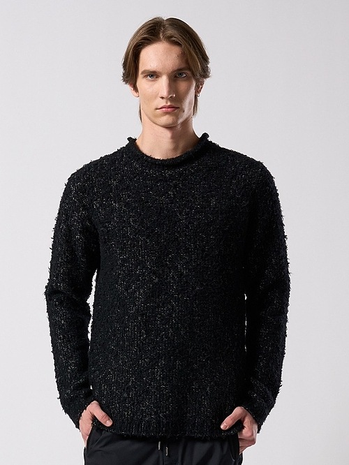 (ͽ���ʡ�10��11������ͽ��/wjk�����֥른��������/fancy yarn crew-neck knit/black