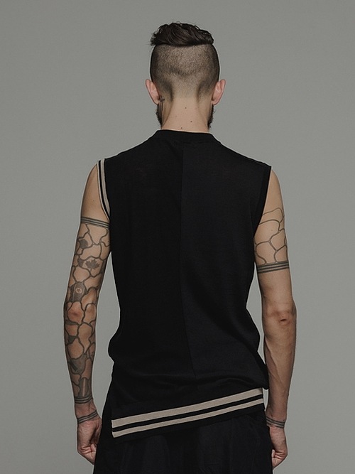 �㴰���nude:masahiko maruyama ���̡���:�ޥ��ҥ��ޥ���/16GG SLEEVELESS KNIT PULLOVER/Black-Beige