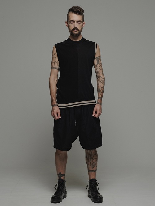 �㴰���nude:masahiko maruyama ���̡���:�ޥ��ҥ��ޥ���/16GG SLEEVELESS KNIT PULLOVER/Black-Beige