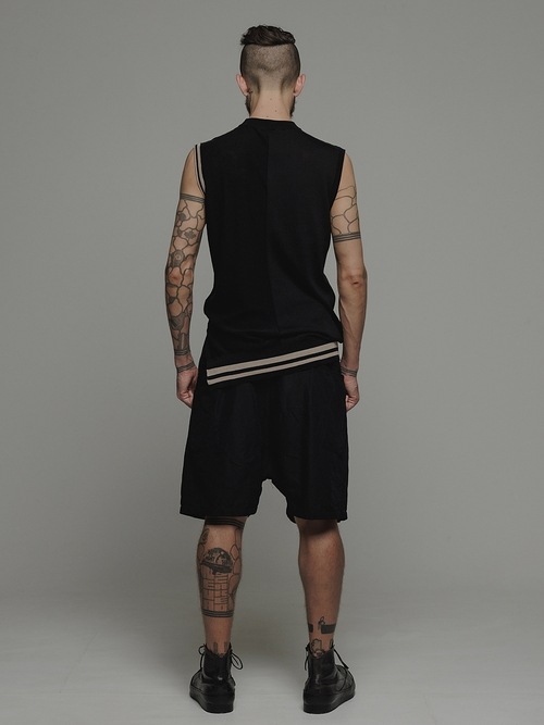 �㴰���nude:masahiko maruyama ���̡���:�ޥ��ҥ��ޥ���/16GG SLEEVELESS KNIT PULLOVER/Black-Beige