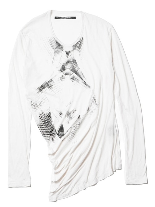 JULIUSꥦ/ COTTON/SILK JERSEY CUT & SEWN2/OFF WHITE