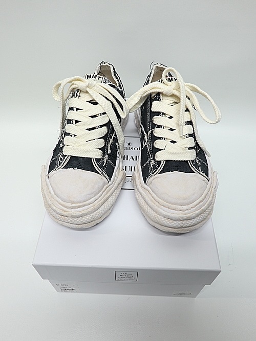 Maison MIHARA YASUHIRO��PETERSON23/original sole ripping and overdyeing canvas Low-Top sneaker/BLACK