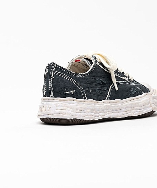 Maison MIHARA YASUHIRO��PETERSON23/original sole ripping and overdyeing canvas Low-Top sneaker/BLACK