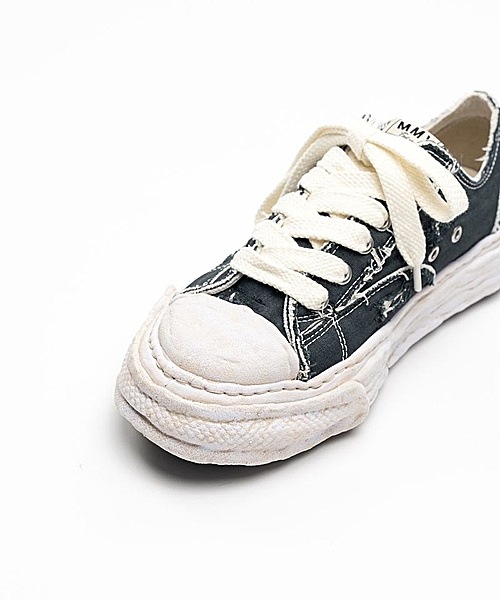 Maison MIHARA YASUHIRO��PETERSON23/original sole ripping and overdyeing canvas Low-Top sneaker/BLACK