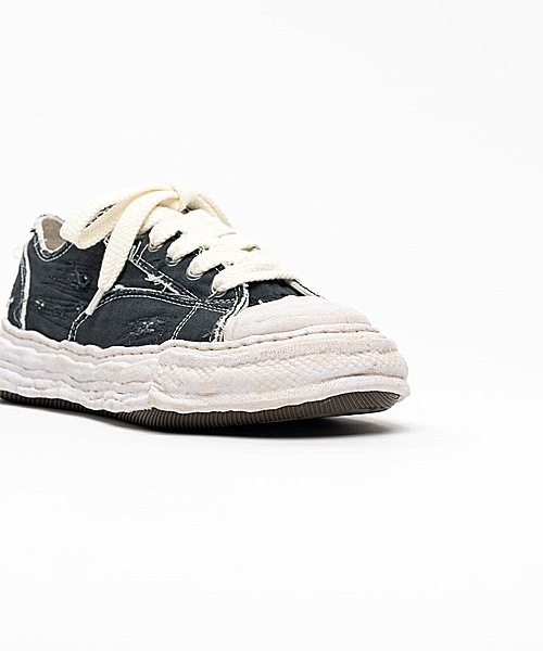 Maison MIHARA YASUHIRO��PETERSON23/original sole ripping and overdyeing canvas Low-Top sneaker/BLACK
