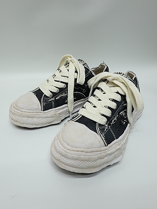 Maison MIHARA YASUHIRO��PETERSON23/original sole ripping and overdyeing canvas Low-Top sneaker/BLACK