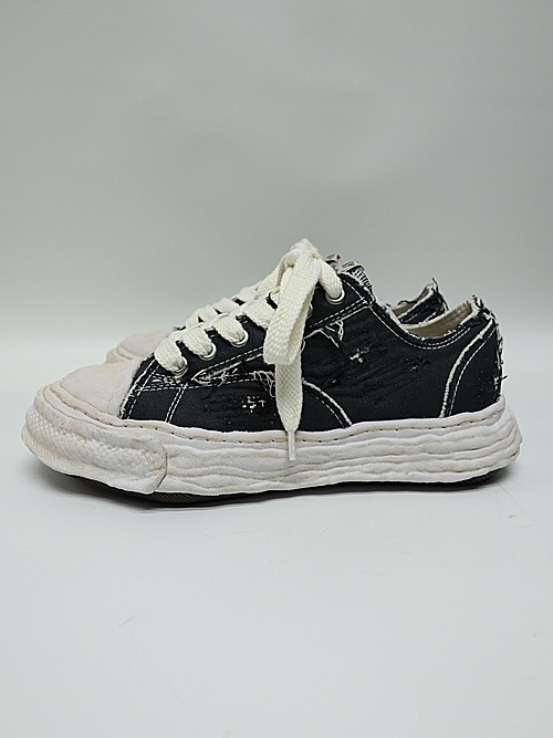 Maison MIHARA YASUHIRO��PETERSON23/original sole ripping and overdyeing canvas Low-Top sneaker/BLACK