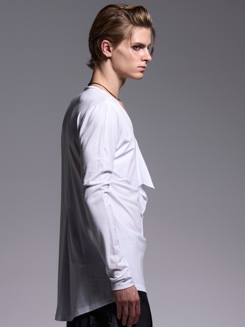 (ͽ���ʡ�3��4������ͽ��/kiryuyrik������奦����奦/BEATENJIKU W-Frill-V-Neck-T/White