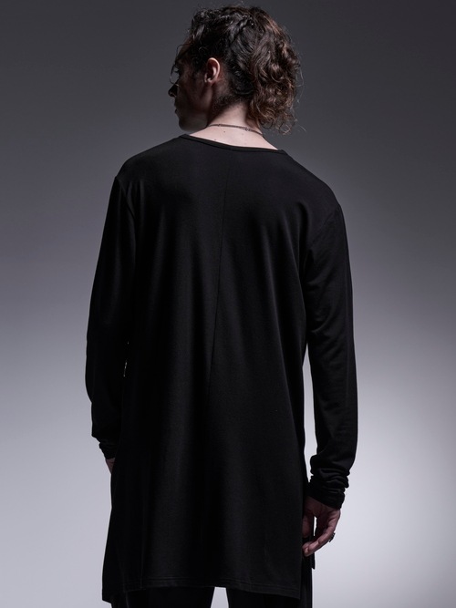 (ͽʡ121ͽ/kiryuyrik奦奦/Warm Jersey Henry Flare T-Shirt/Black