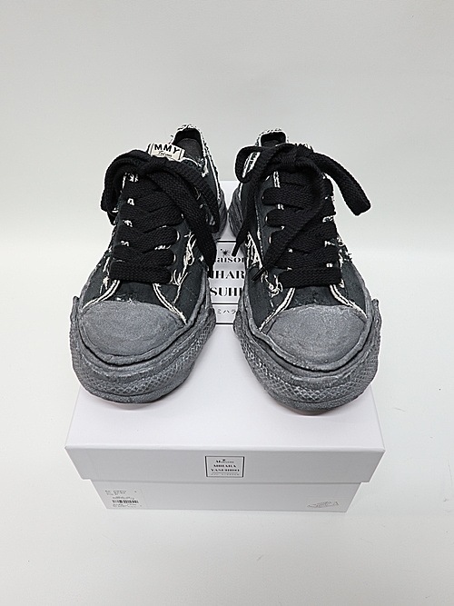 Maison MIHARA YASUHIRO��PETERSON23/original sole ripping and overdyeing canvas Low-Top sneaker/BLK/BLK