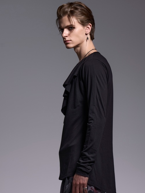 (ͽ���ʡ�3��4������ͽ��/kiryuyrik������奦����奦/BEATENJIKU W-Frill-V-Neck-T/Black