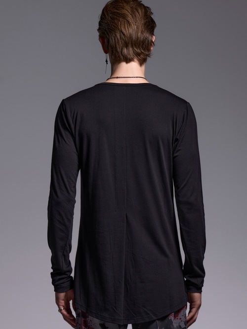 (ͽ���ʡ�3��4������ͽ��/kiryuyrik������奦����奦/BEATENJIKU W-Frill-V-Neck-T/Black