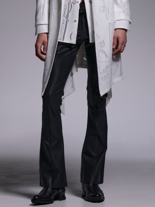 (ͽ���ʡ�7��8������ͽ��/kiryuyrik������奦����奦/Coating High Tension Jersey Flare Skinny Slacks/Black