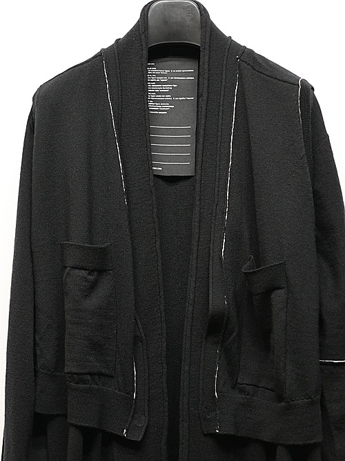 nude:masahiko maruyama ̡:ޥҥޥ/12GG merino Wool Jersey Knit LAYERED 12GG KNIT LONG CARDIGAN/VEST/Black.
