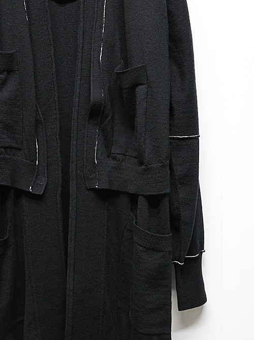 nude:masahiko maruyama ̡:ޥҥޥ/12GG merino Wool Jersey Knit LAYERED 12GG KNIT LONG CARDIGAN/VEST/Black.