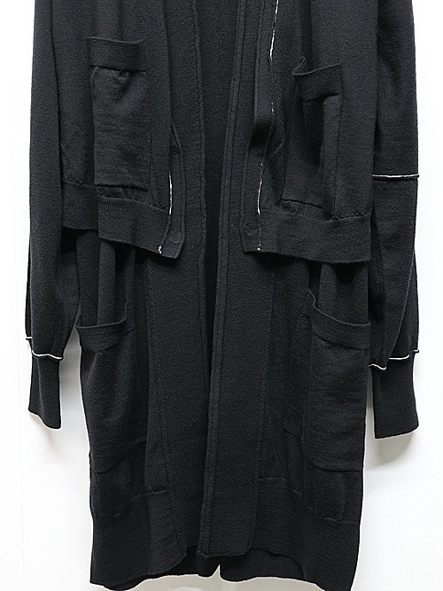 nude:masahiko maruyama ̡:ޥҥޥ/12GG merino Wool Jersey Knit LAYERED 12GG KNIT LONG CARDIGAN/VEST/Black.