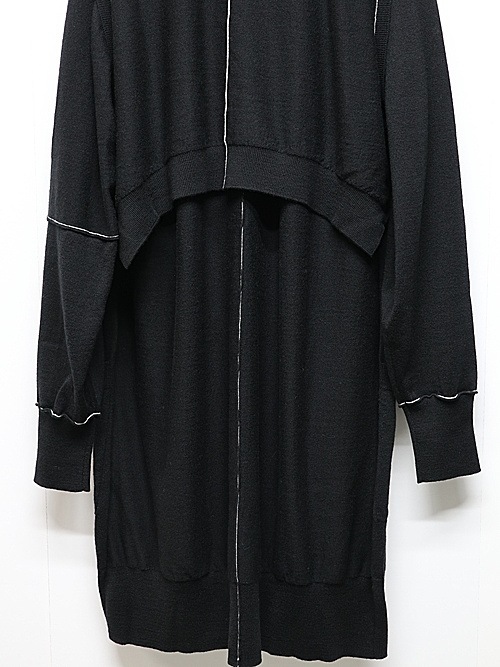 nude:masahiko maruyama ̡:ޥҥޥ/12GG merino Wool Jersey Knit LAYERED 12GG KNIT LONG CARDIGAN/VEST/Black.