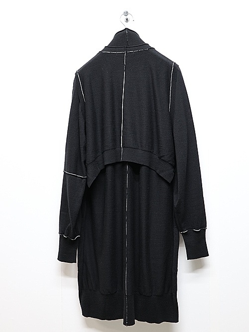 nude:masahiko maruyama ̡:ޥҥޥ/12GG merino Wool Jersey Knit LAYERED 12GG KNIT LONG CARDIGAN/VEST/Black.