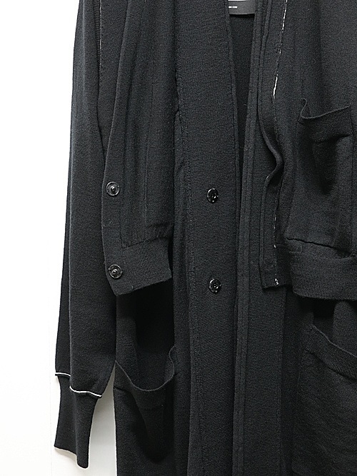 nude:masahiko maruyama ̡:ޥҥޥ/12GG merino Wool Jersey Knit LAYERED 12GG KNIT LONG CARDIGAN/VEST/Black.