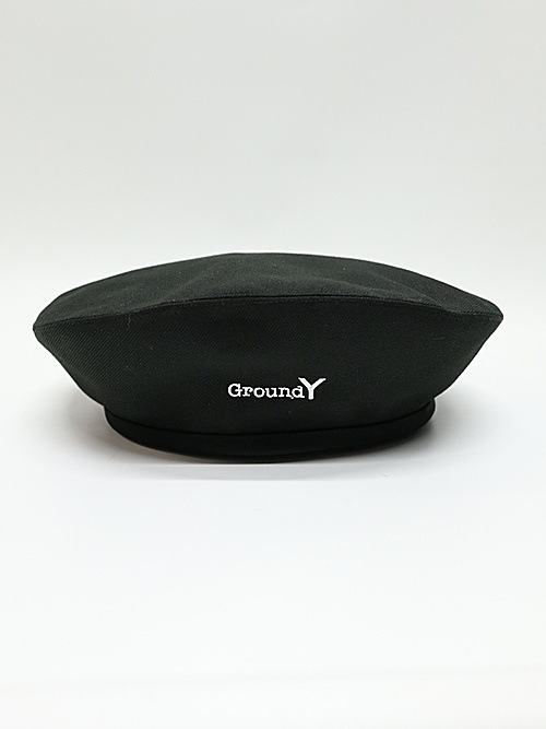 Ground Y�����饦��ɥ磻/NEWERA COTTON BERET GY LOGO BLK WHT/BLACK.