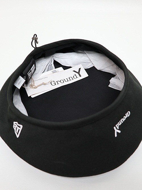 Ground Y�����饦��ɥ磻/NEWERA COTTON BERET GY LOGO BLK WHT/BLACK.