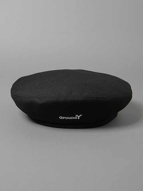 Ground Y�����饦��ɥ磻/NEWERA COTTON BERET GY LOGO BLK WHT/BLACK.