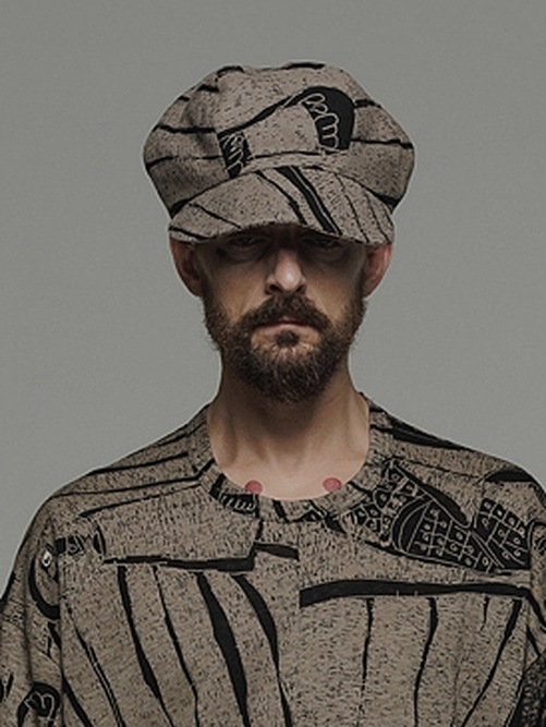 �㴰���nude:masahiko maruyama ���̡���:�ޥ��ҥ��ޥ���/Linen Viyella Pigmant Print CASQUETTE/Black-Beige