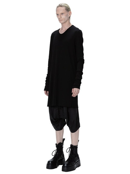 JULIUSꥦ/COTTON HIGH TWIST RIB CUT & SEWN5/BLACK