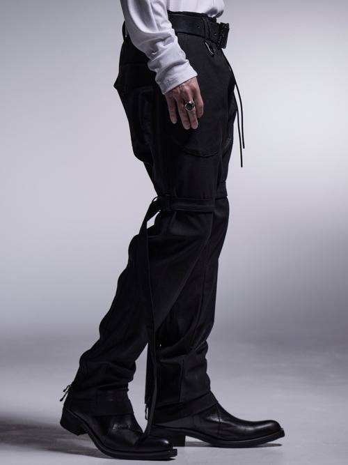 (ͽʡ121ͽ/kiryuyrik奦奦/Coating High Tension Jersey Saruel Bondage Pants/Black