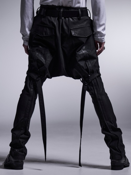 (ͽʡ121ͽ/kiryuyrik奦奦/Coating High Tension Jersey Saruel Bondage Pants/Black