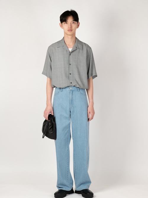 LAD MUSICIAN����å� �ߥ塼�������/12oz BLEACH DENIM STRAIGHT PANTS/FADE BLUE