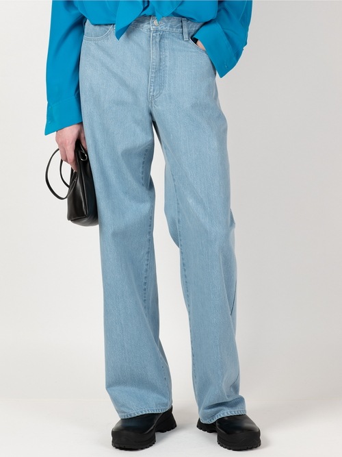 LAD MUSICIAN����å� �ߥ塼�������/12oz BLEACH DENIM STRAIGHT PANTS/FADE BLUE
