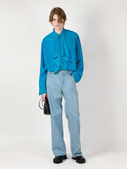 LAD MUSICIAN����å� �ߥ塼�������/12oz BLEACH DENIM STRAIGHT PANTS/FADE BLUE