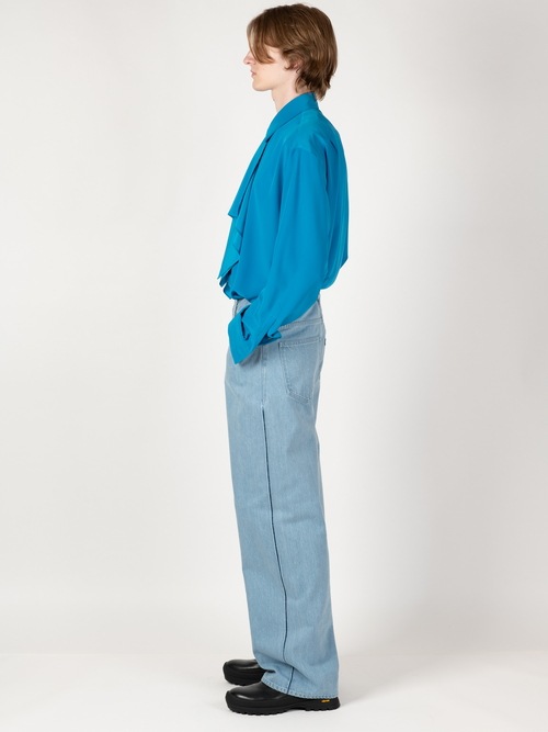 LAD MUSICIAN����å� �ߥ塼�������/12oz BLEACH DENIM STRAIGHT PANTS/FADE BLUE