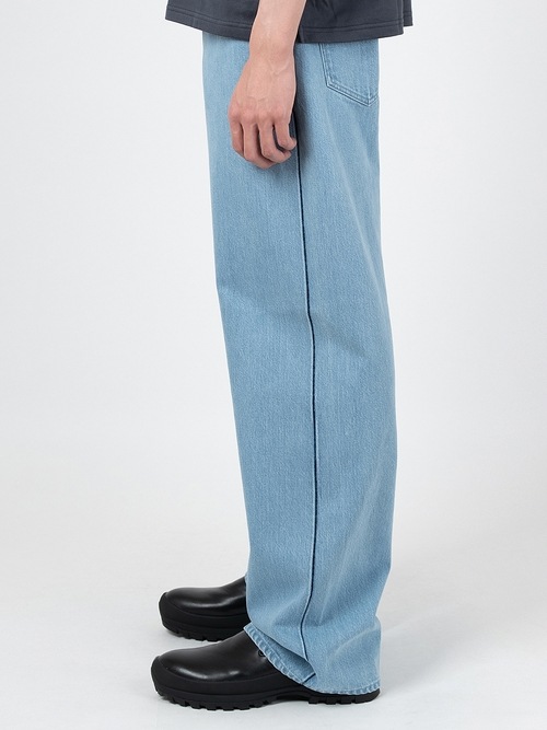 LAD MUSICIAN����å� �ߥ塼�������/12oz BLEACH DENIM STRAIGHT PANTS/FADE BLUE