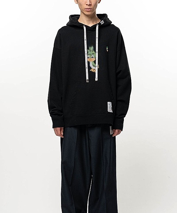 Maison MIHARA YASUHIRO���᥾�� �ߥϥ�䥹�ҥ�/French Terry  LEON PRINTED SWEAT HOODIE/BLACK