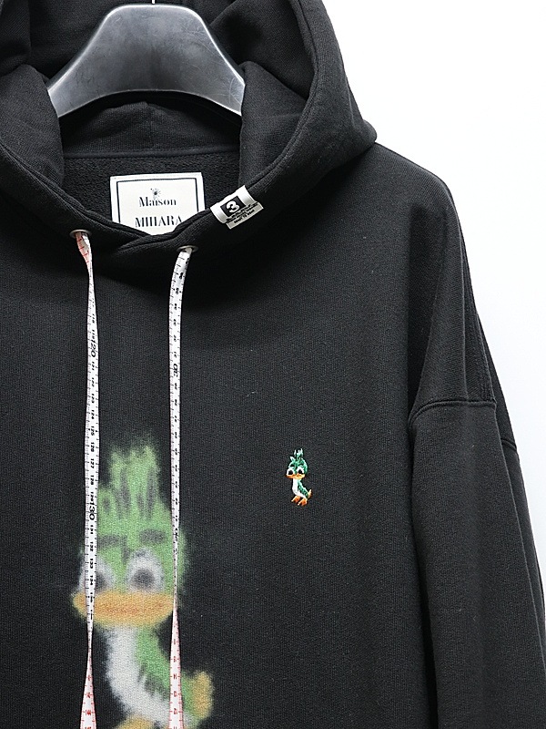 Maison MIHARA YASUHIRO���᥾�� �ߥϥ�䥹�ҥ�/French Terry  LEON PRINTED SWEAT HOODIE/BLACK
