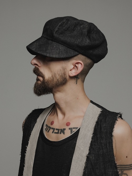 �㴰���nude:masahiko maruyama ���̡���:�ޥ��ҥ��ޥ���/Linen Double Cloth CASQUETTE/Black-Ecru