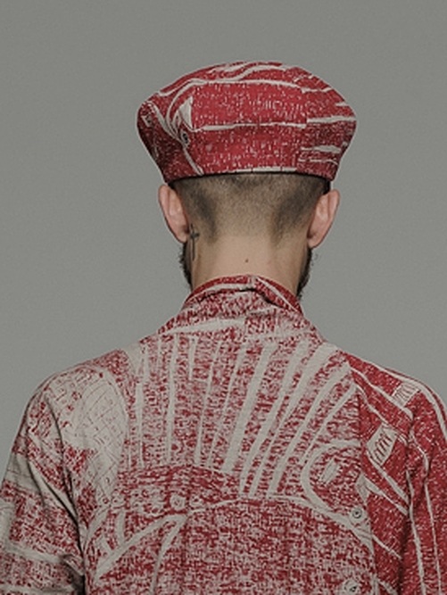 �㴰���nude:masahiko maruyama ���̡���:�ޥ��ҥ��ޥ���/Linen Viyella Pigmant Print CASQUETTE/Ecru-Red