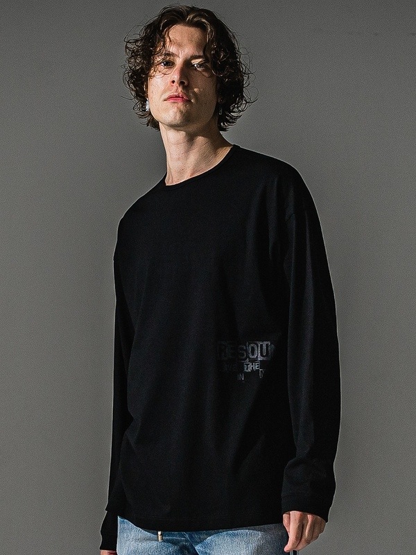 RESOUND CLOTHING���ꥵ����ɥ���������/LOOSE FIT uk over longsleave Tee/BLACK
