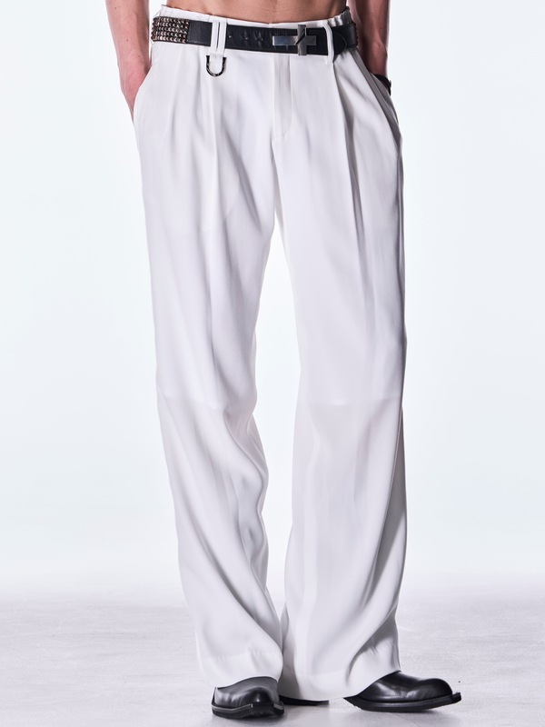 (ͽ���ʡ�8������9������ͽ��/kiryuyrik������奦����奦/Back Satin Wide Slacks/White