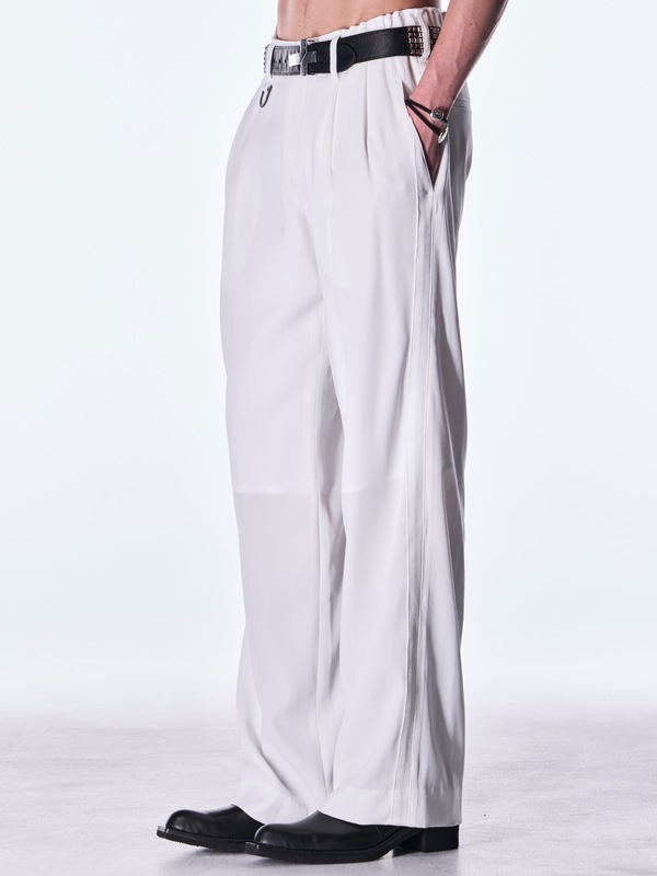 (ͽ���ʡ�8������9������ͽ��/kiryuyrik������奦����奦/Back Satin Wide Slacks/White