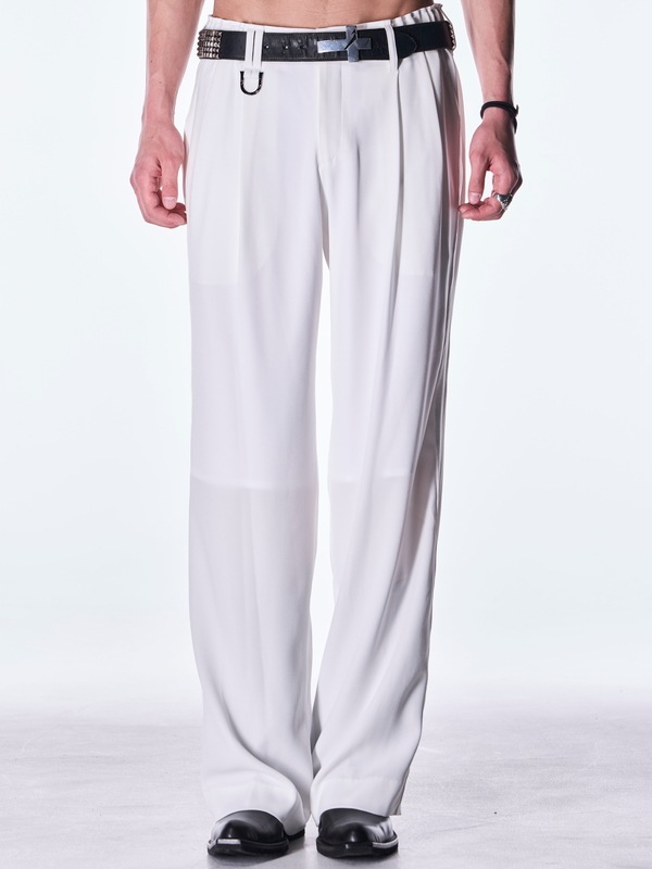 (ͽ���ʡ�8������9������ͽ��/kiryuyrik������奦����奦/Back Satin Wide Slacks/White