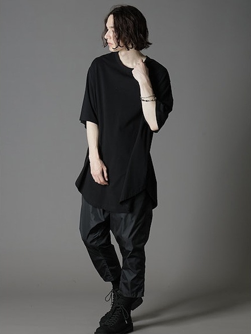 Ground Y�����饦��ɥ磻/COTTON POLYESTER HEM JUMBO SHORT SLEEVED T/BLACK.