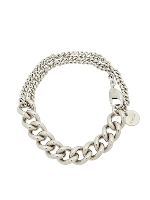Ground Y�����饦��ɥ磻/BRASS DOUBLE CHAIN BRACELET/SILVER