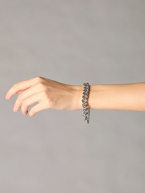 Ground Y�����饦��ɥ磻/BRASS DOUBLE CHAIN BRACELET/SILVER