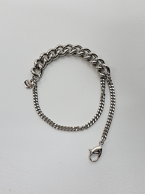 Ground Y�����饦��ɥ磻/BRASS DOUBLE CHAIN BRACELET/SILVER
