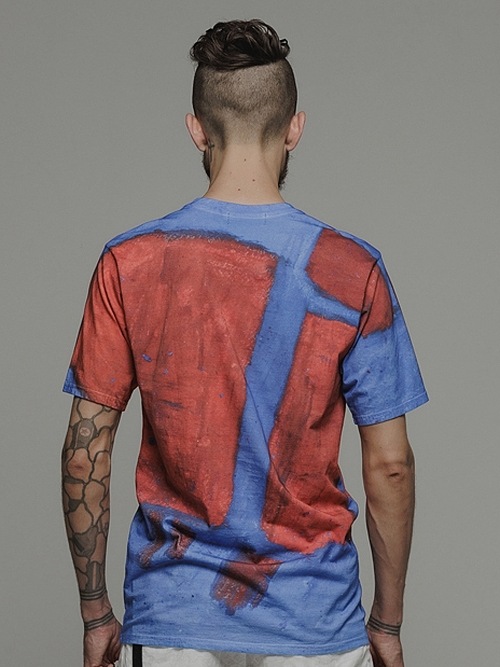 �㴰���nude:masahiko maruyama ���̡���:�ޥ��ҥ��ޥ���/30 Cotton Jersey INKJET PRINT T SHIRT/Blue-Red Paint
