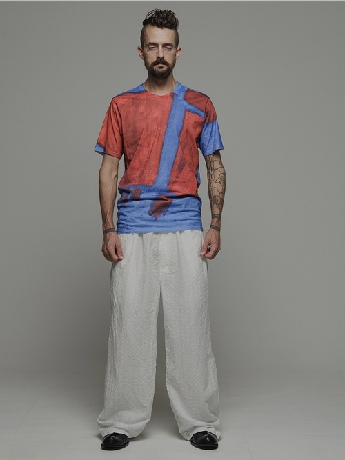 �㴰���nude:masahiko maruyama ���̡���:�ޥ��ҥ��ޥ���/30 Cotton Jersey INKJET PRINT T SHIRT/Blue-Red Paint